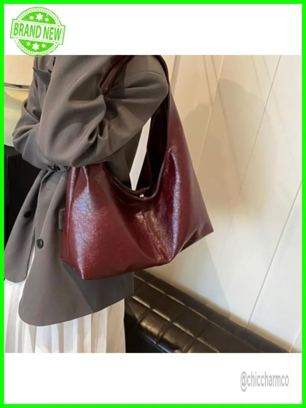 Large Slouchy Hobo Tote Faux Leather Shoulder Bag Work Tote